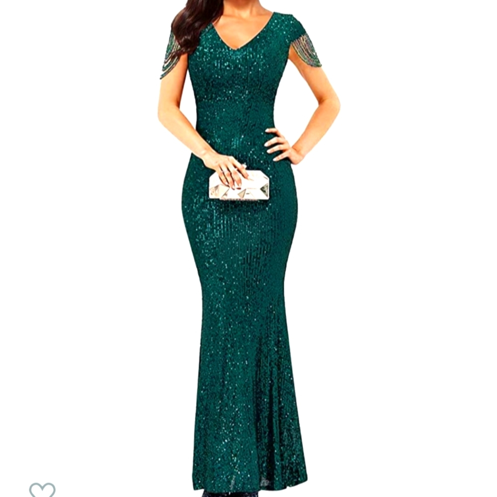 Formal Gown, Emerald Green Sequins